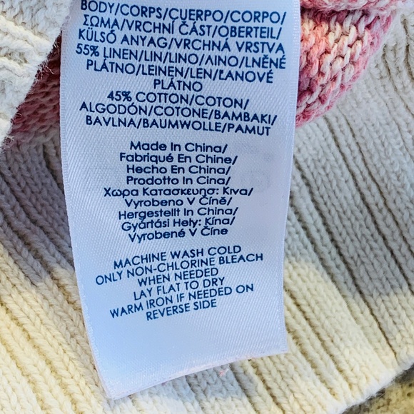 Chaps Knit Sweater Large Stripes Preppy Linen Cotton Blend Jumper - Picture 13 of 13